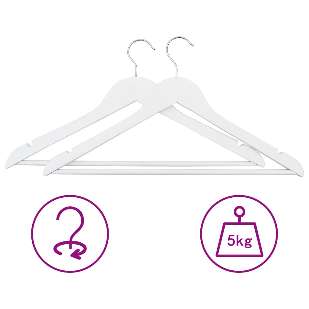 Vidaxl 50-piece clothing hanger set Anti-slip Hardwood White