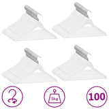 Vidaxl 100-piece clothing hanger set Anti-slip Hardwood White