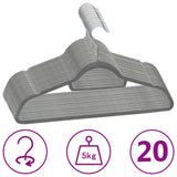 Vidaxl 20-delige kledinghangerset anti-slip fluweel grijs