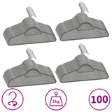 Vidaxl de 100 piezas colgador de ropa antideslizante de terciopelo gris