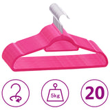 Vidaxl 20-delige kledinghangerset anti-slip fluweel roze