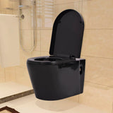 VidaXL Hanging toilet with hidden cistern ceramic black