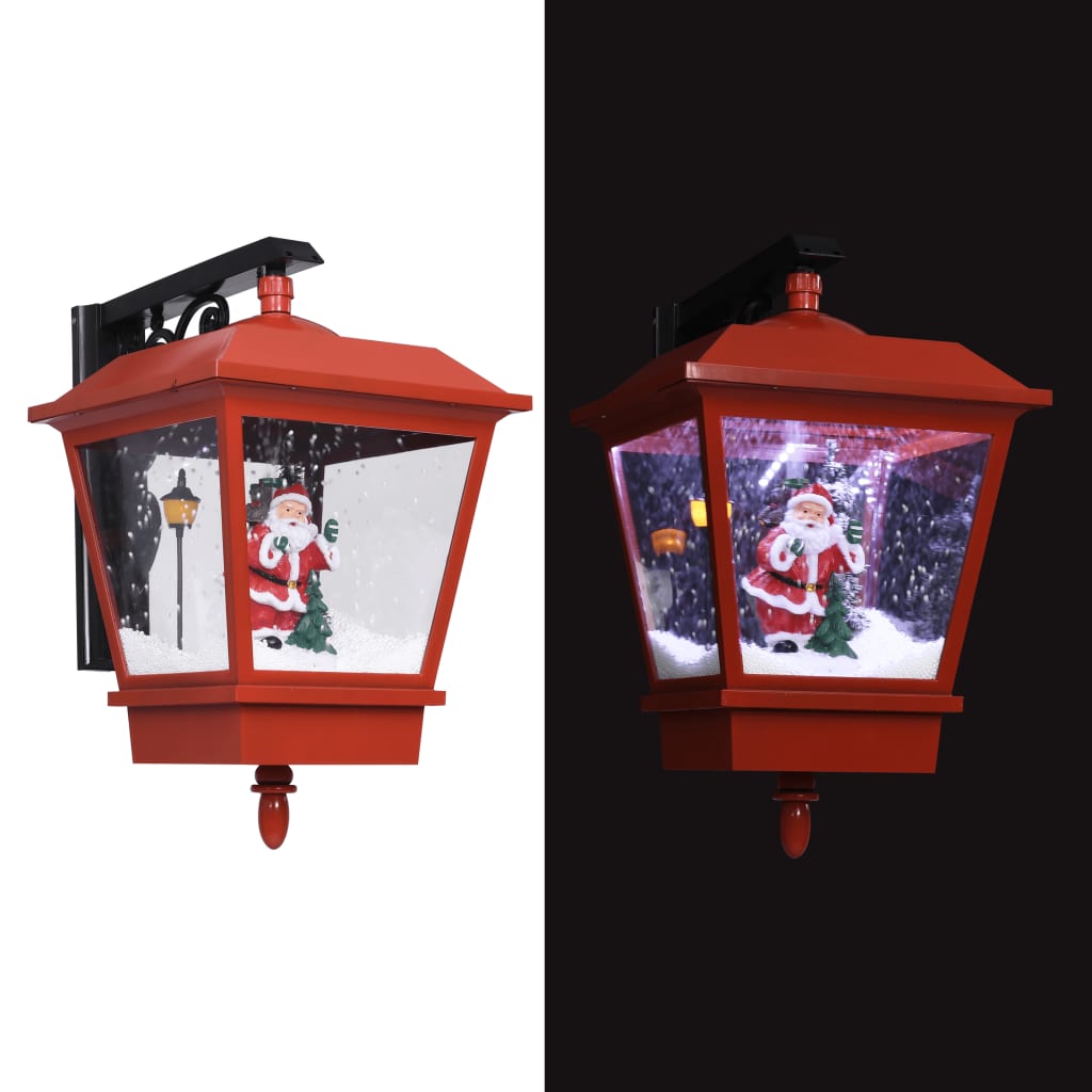 Vidaxl Weihnachtswandlampe mit LED -Leuchten und Weihnachtsmann 40x27x45 cm rot