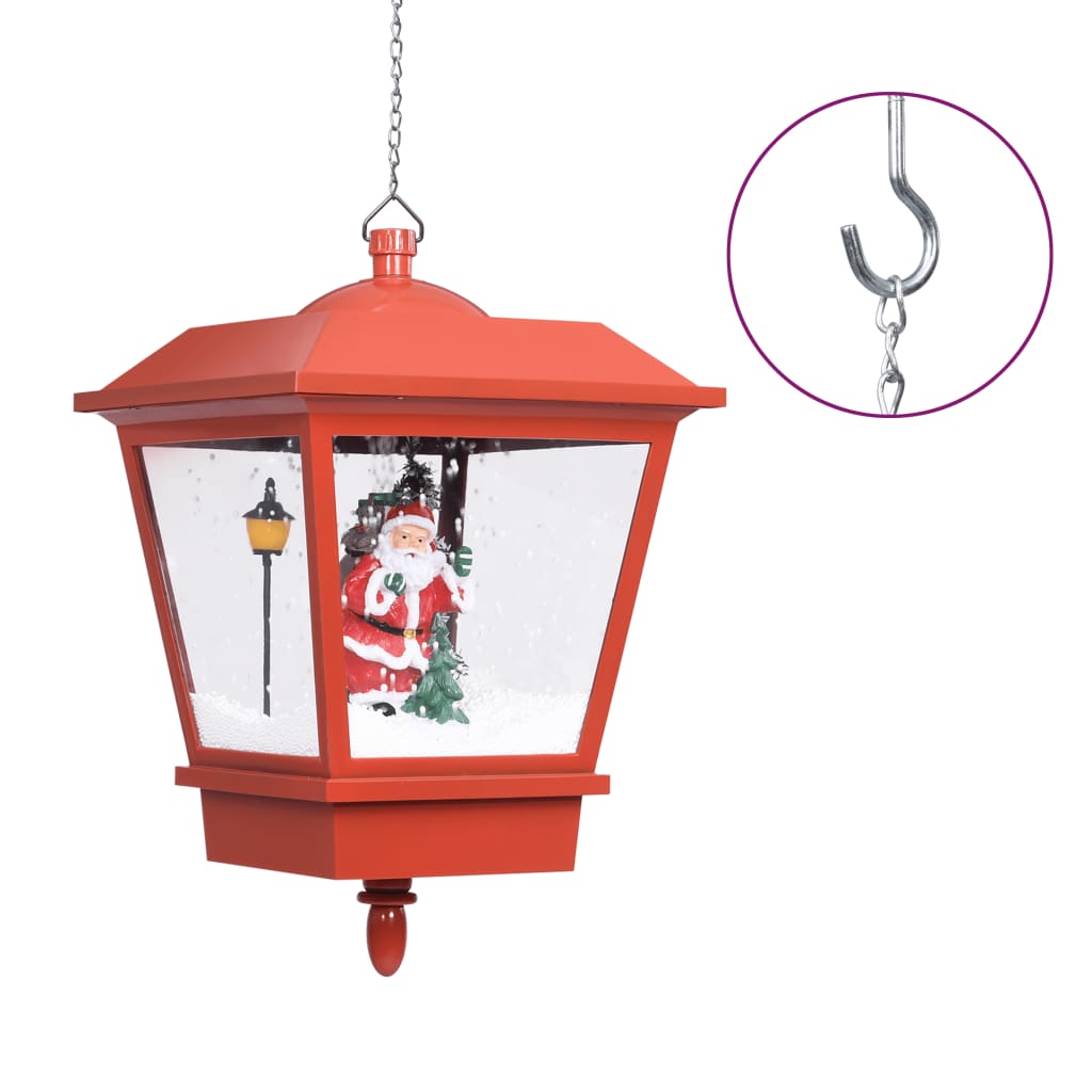 Vidaxl Chrëscht Chrëscht Hangampel mat gefülene Lampe an dem Santa Claus 27x27x27 cm rout