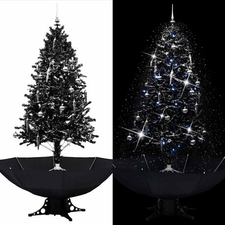Vidaxl Weihnachtsbaum schneit mit Regenschirme 190 cm PVC Schwarz