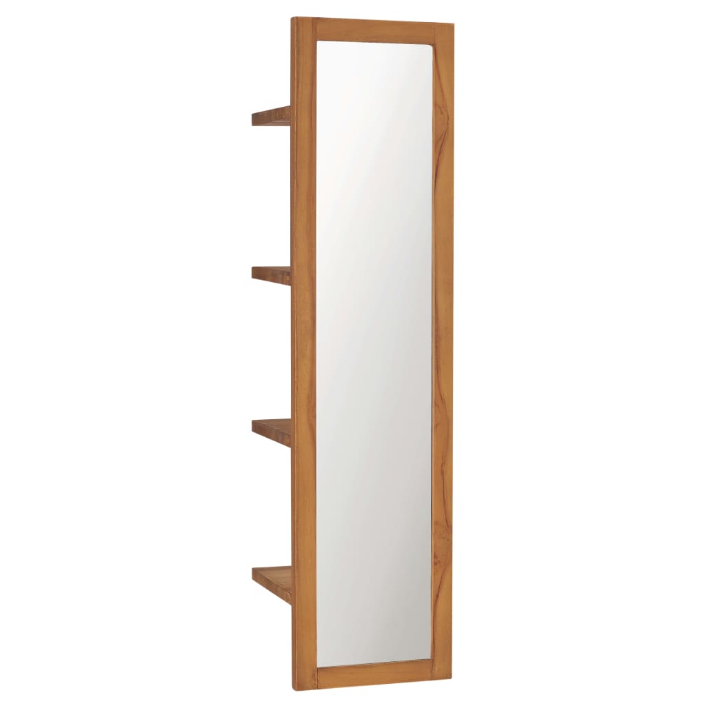 Vidaxl Wall Mirror s policemi 30x30x120 cm pevné teakové dřevo