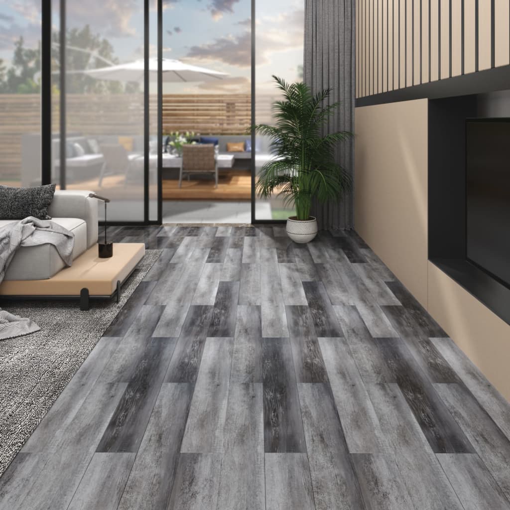 Vidaxl Floorboards Non-self-adhesive 5.26 m² 2 mm PVC Glossy Gray