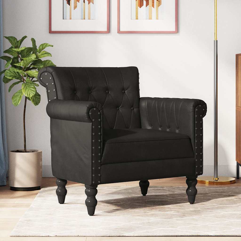 Vidaxl fauteuil echt geitenleer zwart