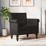 Vidaxl fauteuil echt geitenleer zwart