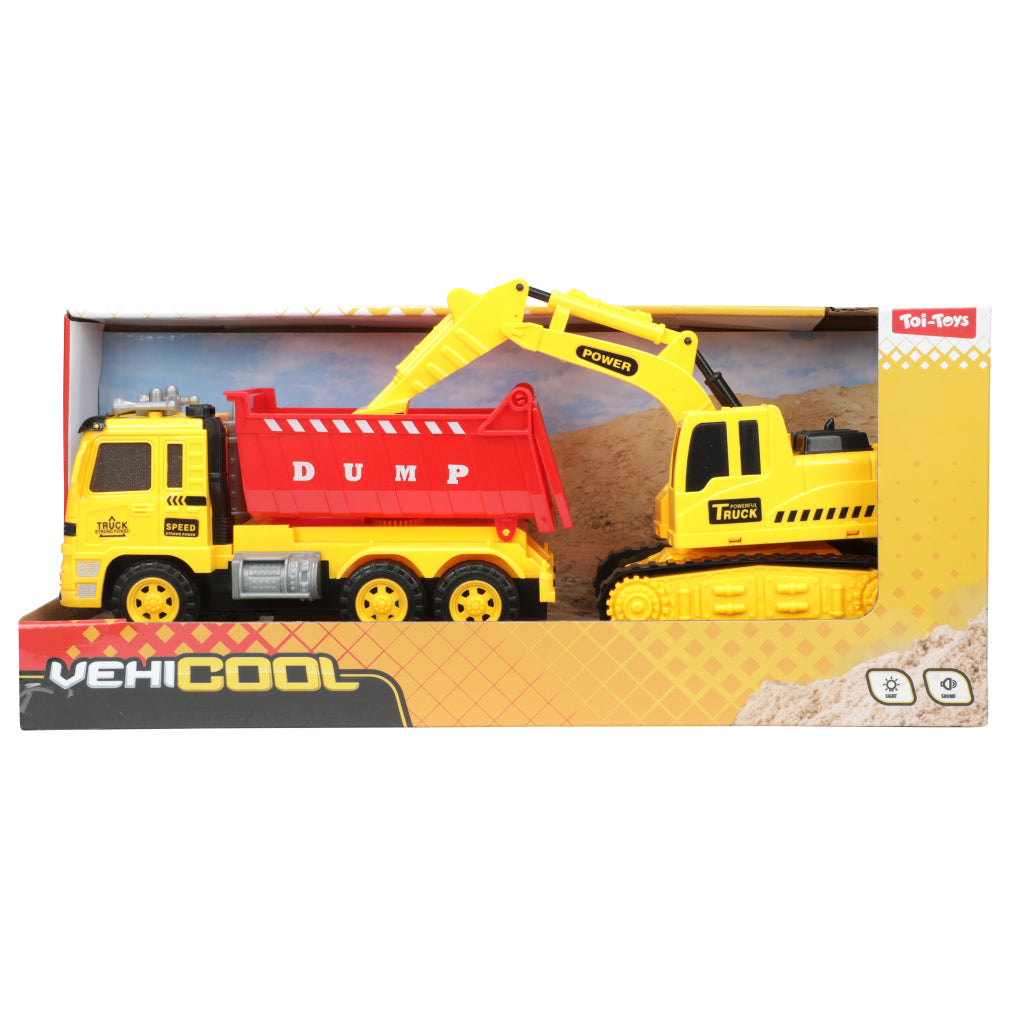 Toi-Toys Trucks Camión de inclinación con sonido de luz excavadora