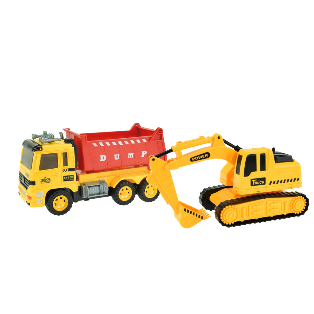 Toi-toys trucks tilt truck with excavator light sound