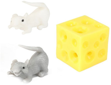 Dehnbarer Hüpfkäse mit 2 Mäusen 4,5x8cm