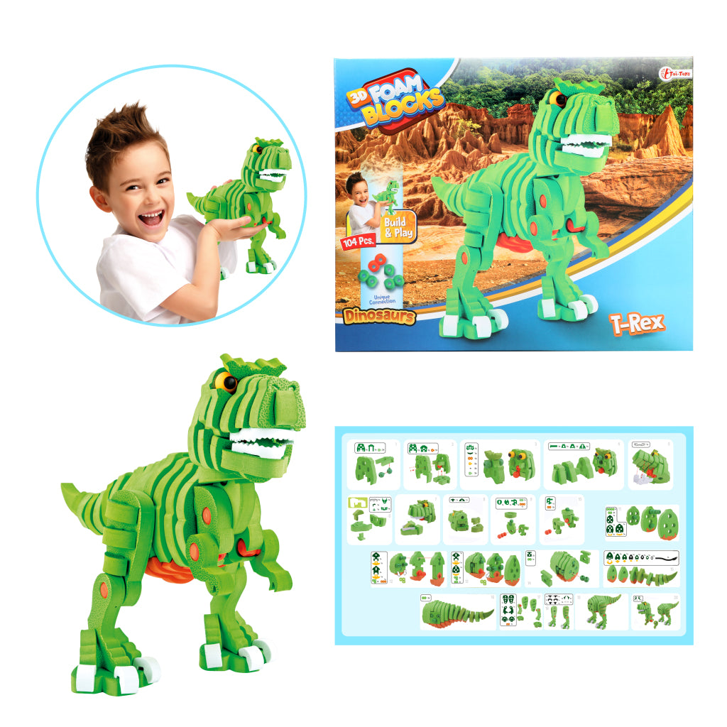 Toi-toys knutselpuzzel dinosaurus 25,8 cm groen 104-delig