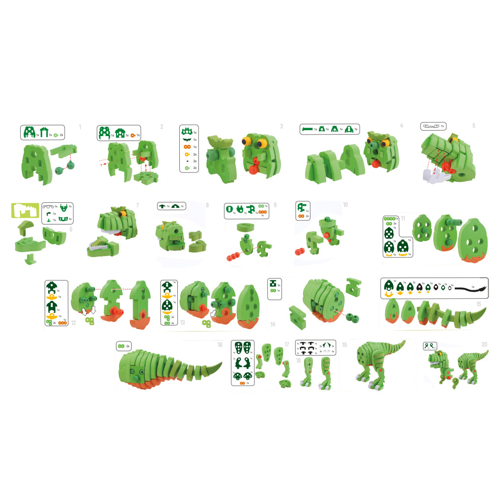 Toi-toys artisan puzzle dinosaurus 25,8 cm vert 104 pièces