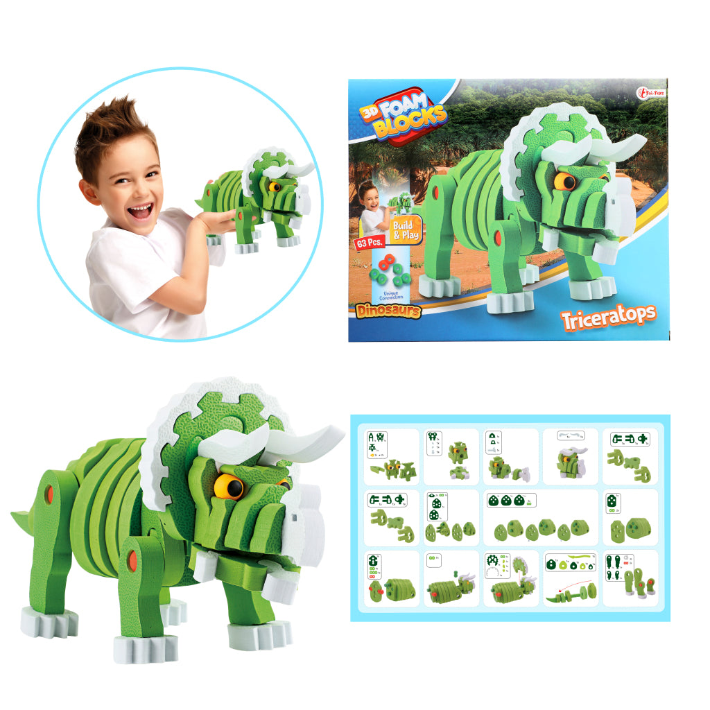 Toi-toys toi-toys knutselpuzzel tricera junior 25,8 cm groen 59-delig