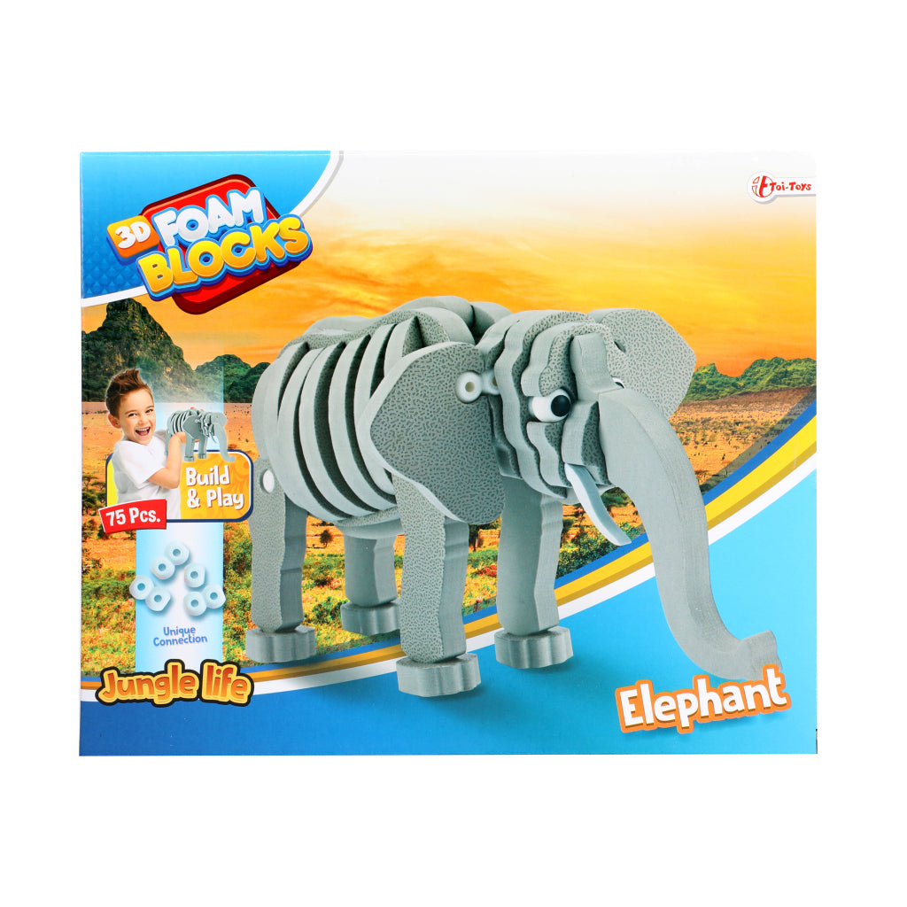 Toi-Toys 3D Puzzle Elephant Junior 31,5 cm skumgrå 75-stycken