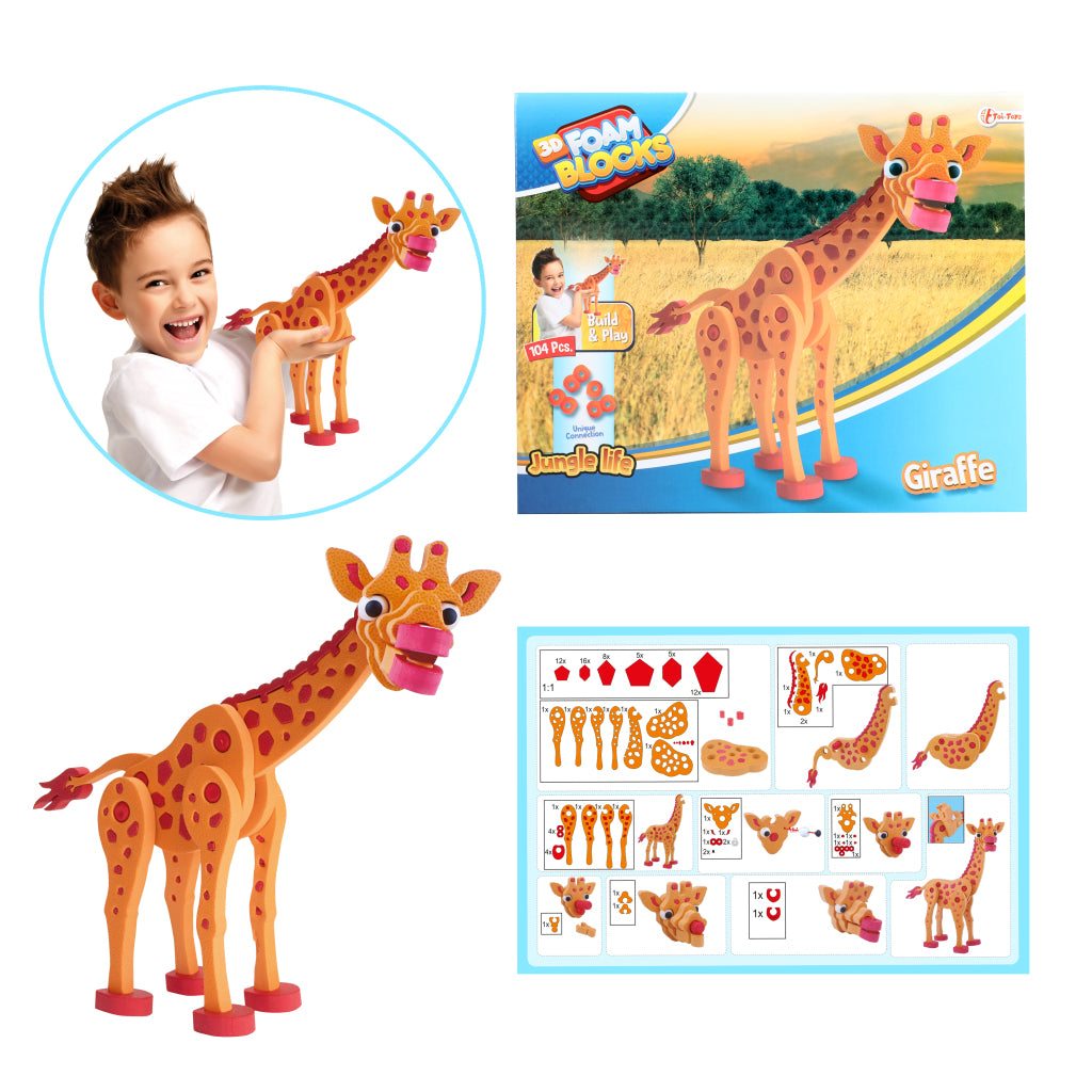 TOI-TOYS Puzzle Giraffe Junior 31.5 cm de espuma naranja 104 piezas