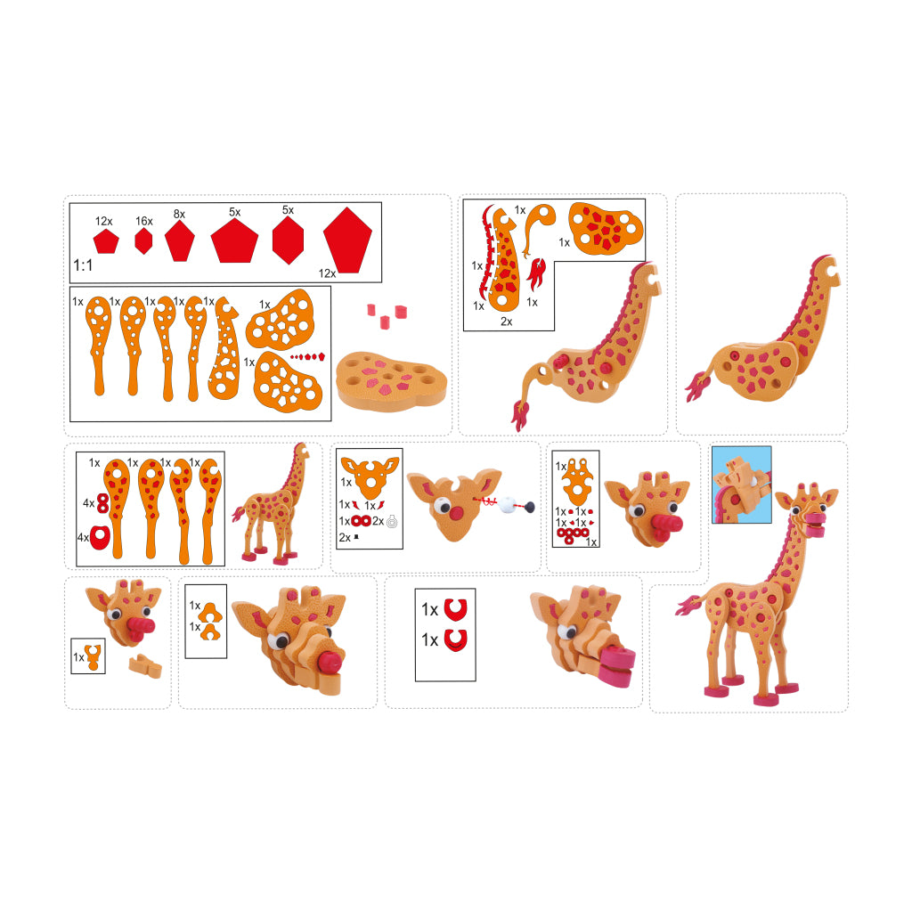 TOI-TOYS Puzzle Giraffe Junior 31.5 cm de espuma naranja 104 piezas