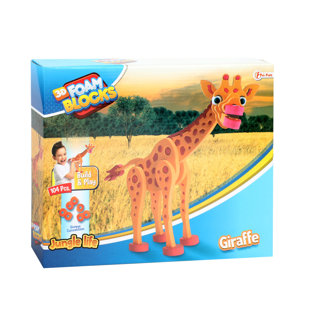 Toi-toys 3d puzzle giraffe junior 31,5 cm in schiuma arancione 104 pezzi