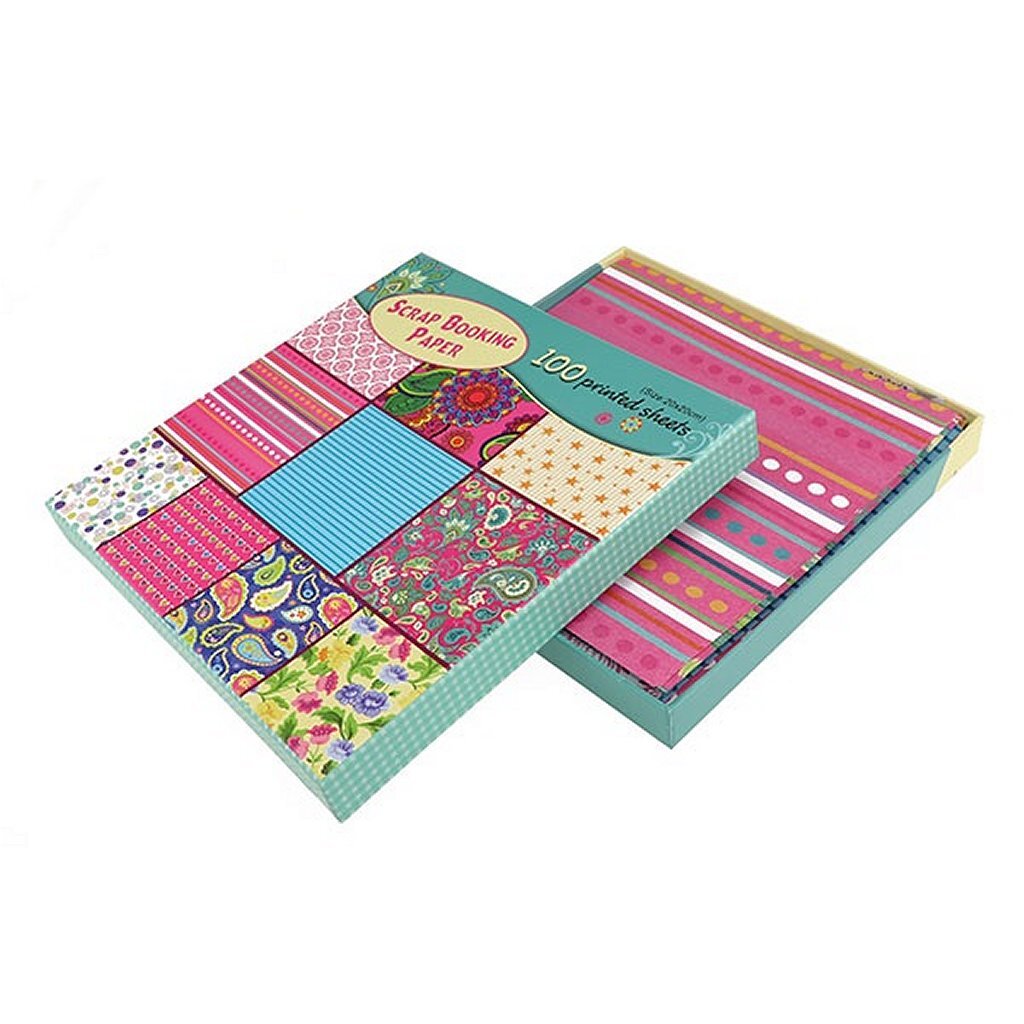 TOI-TOYS Craft Papier Set 100 feuilles imprimées 20x20cm