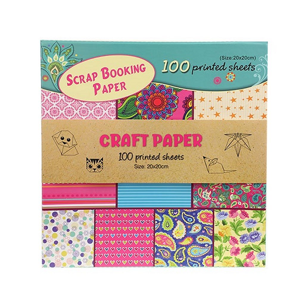 TOI-TOYS Craft Papier Set 100 trykte ark 20x20cm