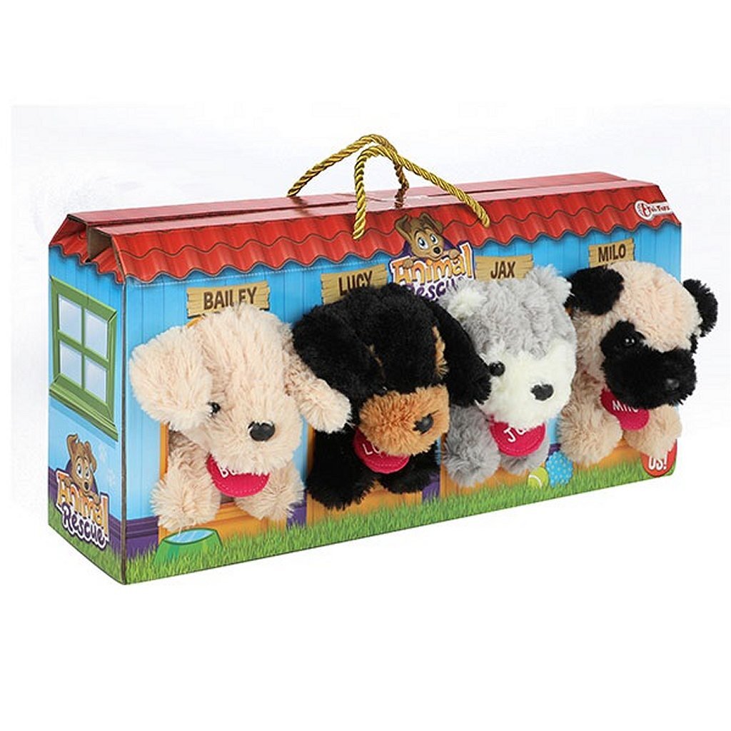 TOI-TOYS Chiens en peluche dans le loft pour chien valise 4 pièces