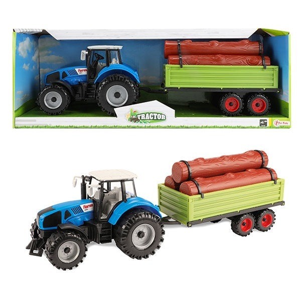 Tractor tractor tractor met oplegger en boomstammen fritie 20cm