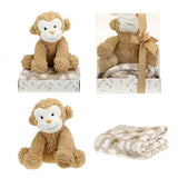 Toi-toys Pluchen Monkey + Cuddle přikrývka v dárkové krabici