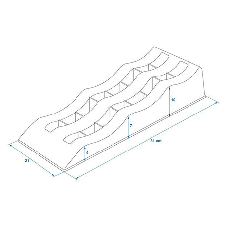 Proplus oprijblok zwart set van 2 stuks lichtgewicht kunststof 61x21.3x12cm 3 niveaus: 4, 7 en 10 cm