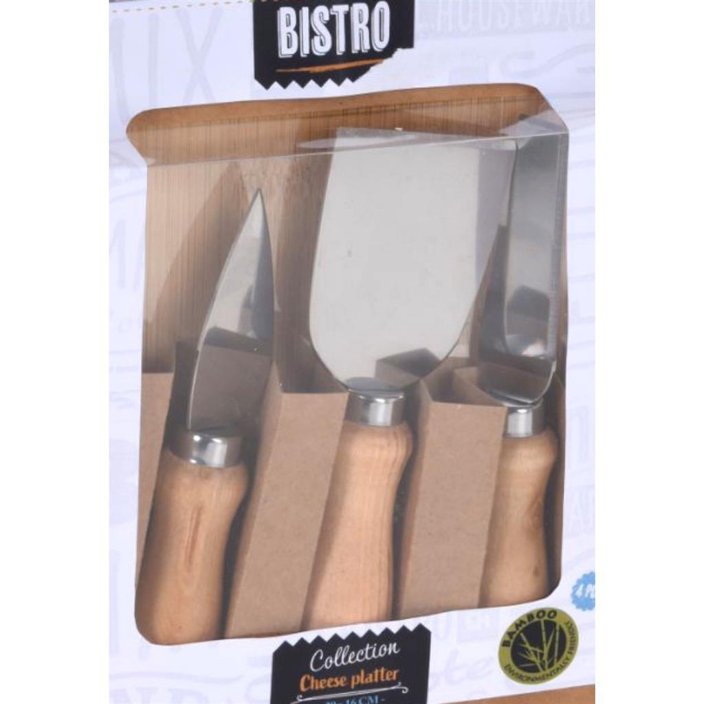 Excellent Houseware Bistro-Käsebrett-Set aus Bambus, 4-teilig