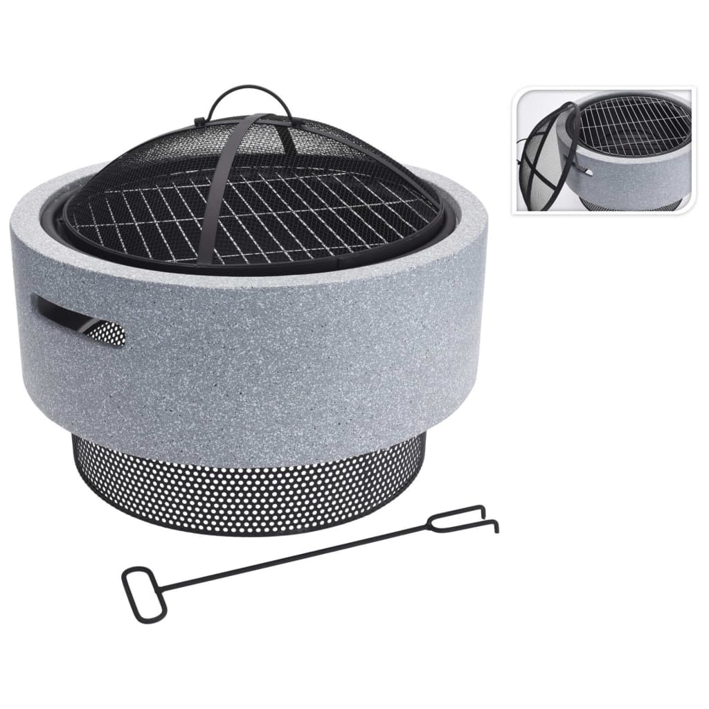 Progarden Progarden Fire Bowl med grillgaller runt 52x18,5 cm ljusgrå