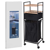 Solutions de salle de bain Solutions de salle de bain Rack de rangement avec 2 étagères et panier à linge 109 cm de bambou