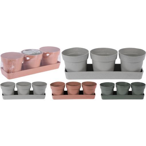 Other brands of flower pots three -part bamboo different colors