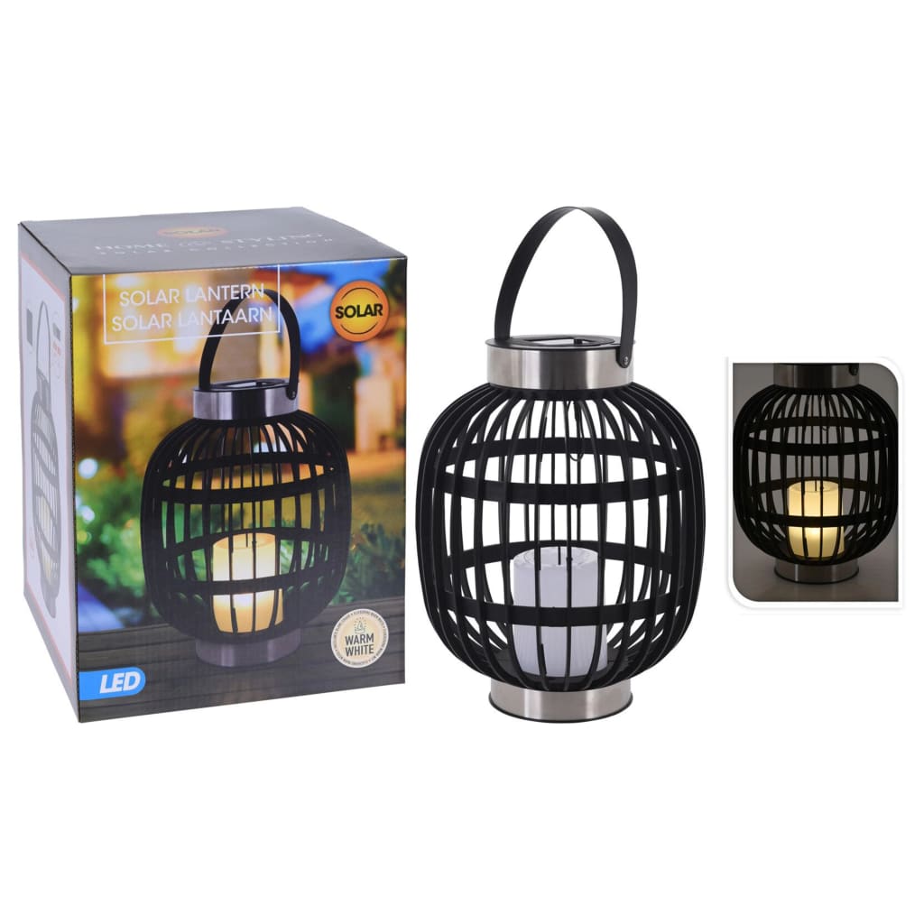 PROGARDEN PROGARDEN LANTERN con LED SOLAR CANDLE NERO