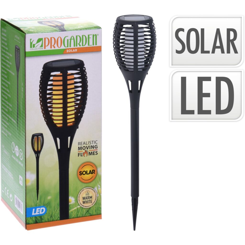 Torche solaire à LED de jardin professionnel 10x58 cm noir