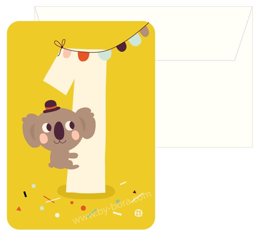 Bora verjaardagskaart+envelop koala 1