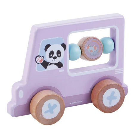 Studio-Zirkus-Aktivitätsauto aus Holz, Panda, lila