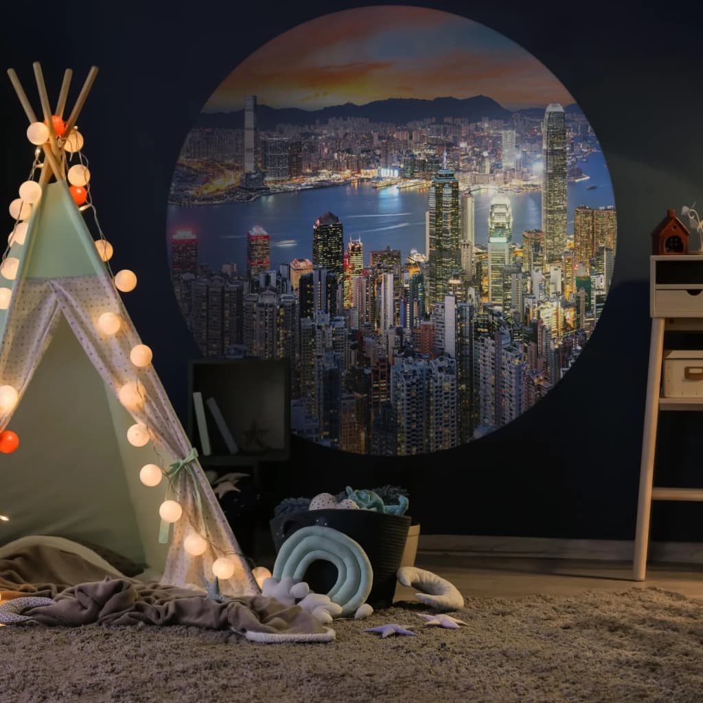 Wallart Wallow Circle Skyline bei Nacht 190 cm