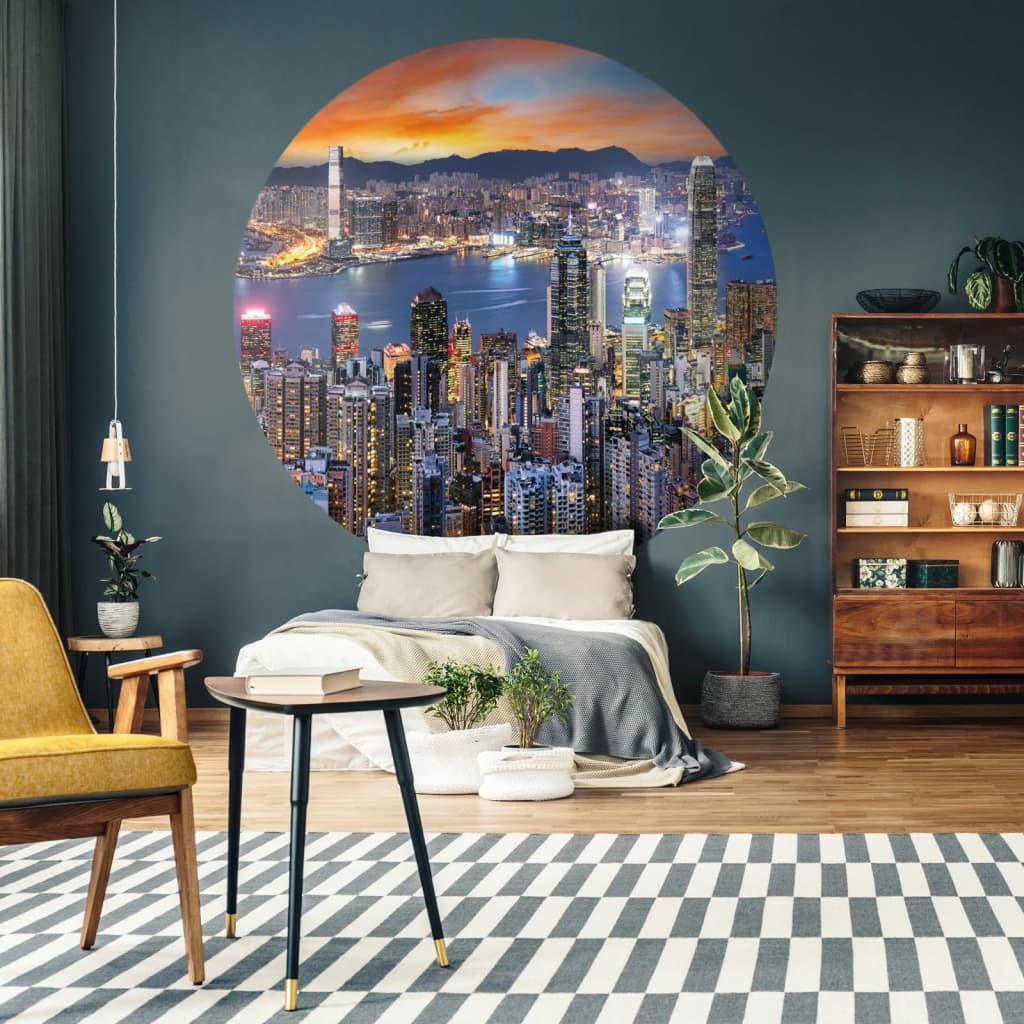 Wallart Wallart Wallow Circle Skyline według nocy 142,5 cm