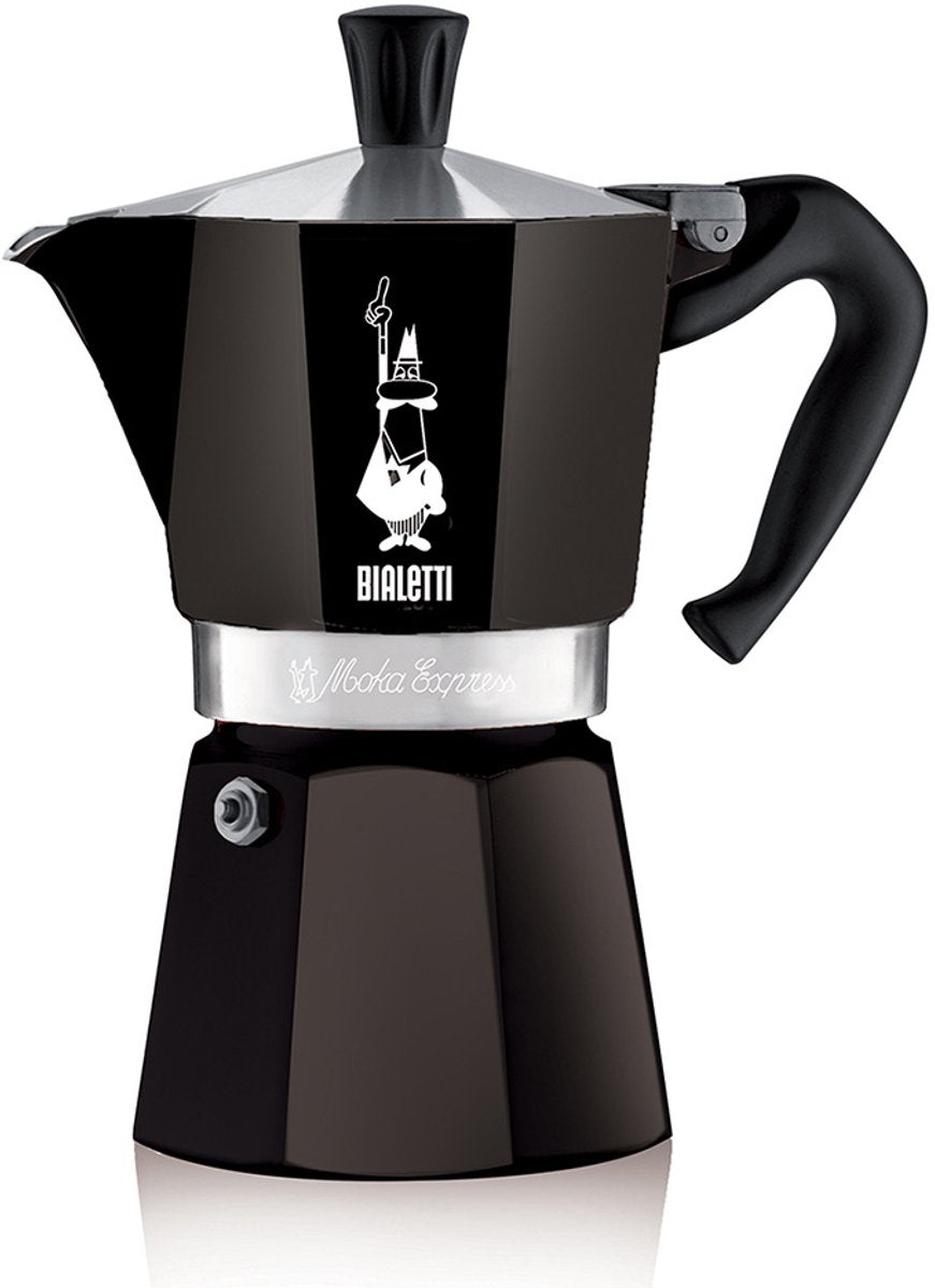 Bialetti Moka Express - Perkolator - 6 Tassen - Aluminium - Schwarz