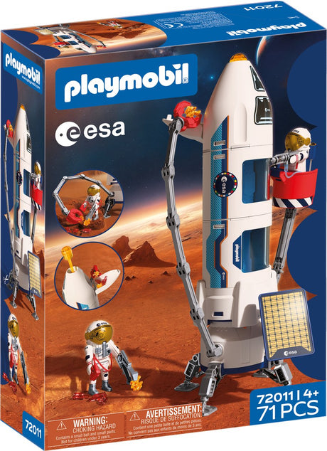 Playmobil Space ESA Mars-Forschungsrakete | modulare Rakete mit Startrampe und 2 Astronauten | hochwertiges Weltraum-Spielzeugset | für Kinder ab 4 Jahren | 72011