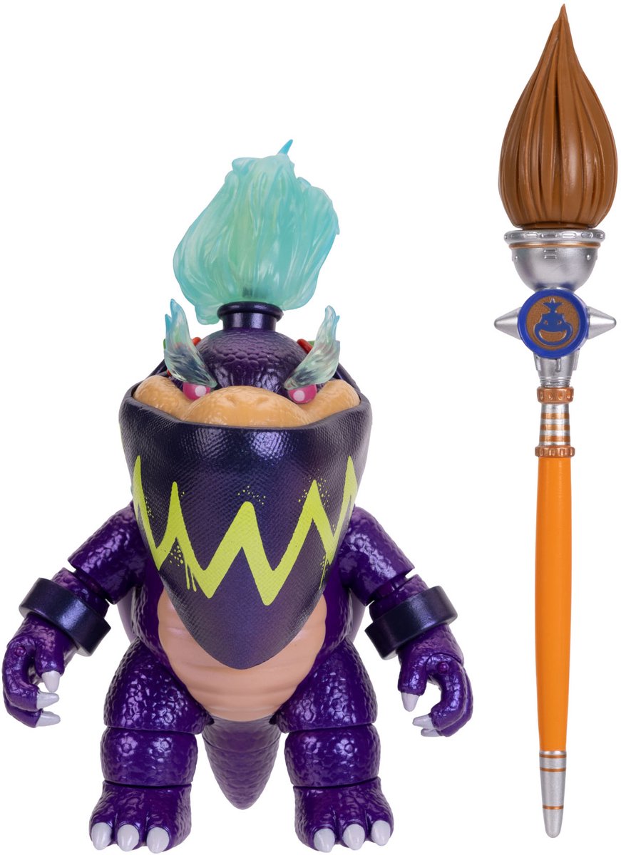 Jakks super mario galaxy film – figuurserie van 13 cm – wonder bowser jr. figuur met penseel
