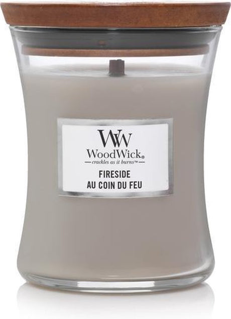 Mittlere Sanduhr-Duftkerze von Woodwick – Kamin – 60 Brennstunden