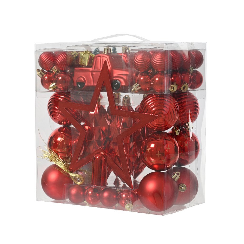 Decoris Weihnachtsbaumschmuck 67-teilig rot