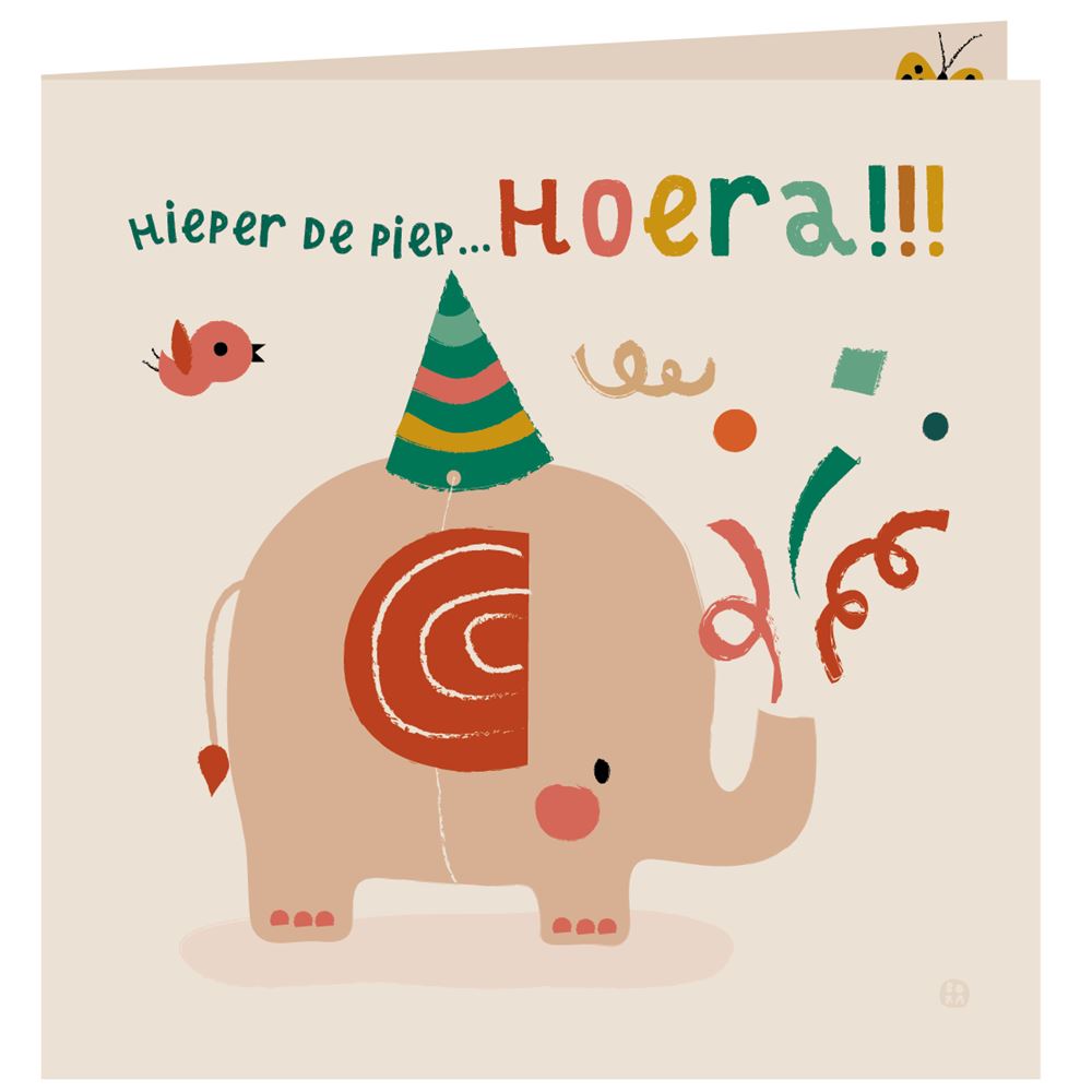 Jungle verjaardagskaart+envelop. hoera o