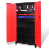 VidaXL tool cabinet with box 90x40x180 cm steel red and black