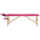 VidaXL Massage table Collapsible 2 Zones Wood Pink