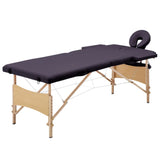 Table de massage vidaxl pliable 2 zones en bois violet