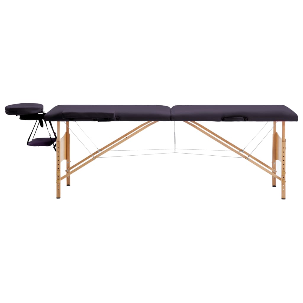 Table de massage vidaxl pliable 2 zones en bois violet