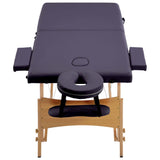 VidaXL Massage table Collapsible 2 Zones Wood Purple